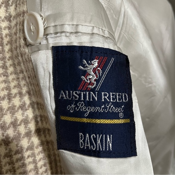 Austin Reed Wool Blend Tan Houndstooth Unisex Blazer Sz-XL - Picture 10 of 12